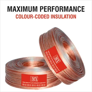 MX High Performance Transparent Speaker cable 65 WIRE = 16 AWG - 50 meters Coil - Premium Speaker Wires for Home Theater Systems, Speakers, Vehicles, Car Audio, Amplifiers, Hi-Fis, Receivers Etc.