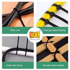 MX Teeth Grip Nylon Self Locking Cable Ties, Black (101 mm x 2.5 mm, 4 inch, Pack of 1000)- Heavy Duty Strong Zip Wire Fastener Organizer Tie, Cable Management Uses in Home & Offices etc- (MX-3466)