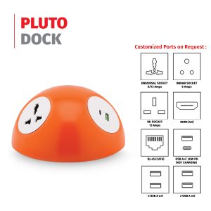 MX Pluto Grommet Power Hub: 2 Universal Sockets, 1 USB-A + USB-C 30W PD Charging (WITHOUT LOCKING CLASP RING)