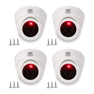 MX Dummy Fake Security Wireless Dome CCTV Outdoor Camera Flashing Light Black D2 Security Camera, White (MX Dummy 4) (Pack of 4)