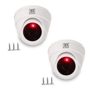 MX Dummy Fake Security Wireless Dome CCTV Outdoor Camera Flashing Light Black D2 Security Camera, White (MX Dummy 4) (Pack of 2)