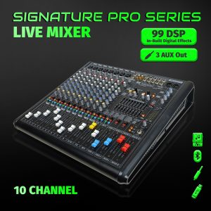 MX SIGNATURE PRO Live Audio Mixer 10 Channel Professional Mixer with USB, Bluetooth & 3 AUX OUT