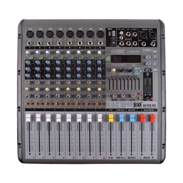 MX 8 Channel Professional Powered Mixer Live Audio Sound Mixer