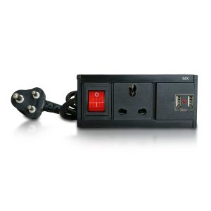 MX Single Outlet Power Distribution Unit: 1800W, 6/16A Socket, 2 USB A Port 5V/2400 MAh, 16A Switch to 6A Plug, 1.5m Power Cord, Child Safety Shutter, Flame Retardant Metal Body.