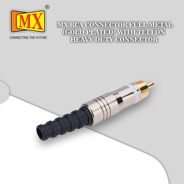 MX RCA Male Connector Full Metal (Gold Plated) with Teflon - Heavy Duty Connector (Pack of 2)