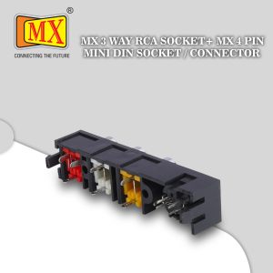 MX 3-Way RCA Female + 4-Pin Mini DIN Female Connectors (Pack of 2)