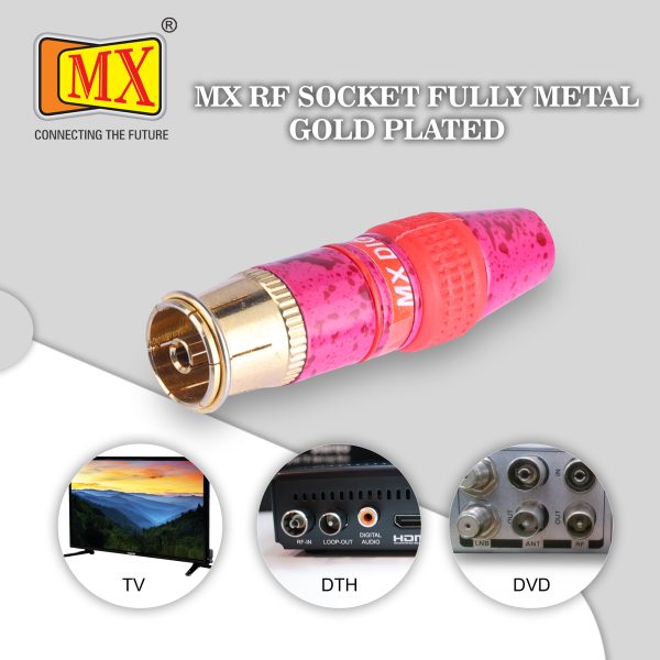 MX RF gold plated metal female socket (Pack of 2)