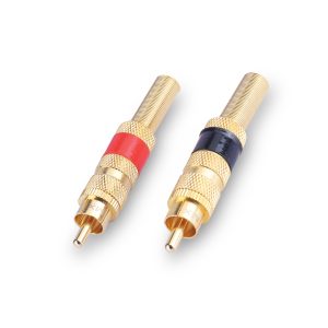 MX RCA gold plated male connector full metal with spring (Pack of 2)