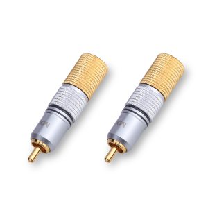 MX RCA Male Connector - Full Metal, Gold Plated - Suitable for 10mm Cable - Press & Lock Mechanism - Pack of 2