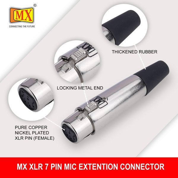 MX XLR 7-Pin Female Microphone Extension Connector - Cannon Type (Pack of 2)