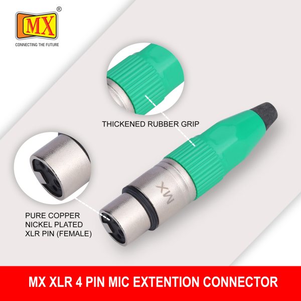 MX XLR 4-Pin Female Microphone Extension Socket Connector - Fancy Type (Pack of 2)
