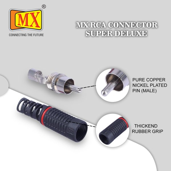 MX RCA MALE CONNECTOR IDEAL FOR AUDIO, SUBWOOFER, SPEAKER, HOME THEATER ETC (MX-157)(PACK OF 10)