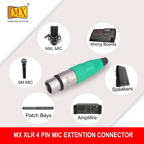 MX XLR 4-Pin Female Microphone Extension Socket Connector - Fancy Type (Pack of 2)