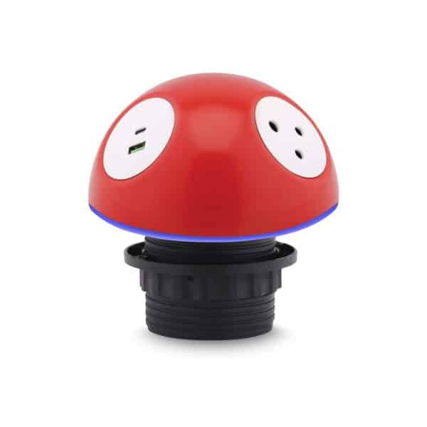 MX Pluto Grommet Power Hub With Bottom LED Glow: 2 Universal Sockets, 1 USB-A + USB-C 30W PD Charging (WITH LOCKING CLASP RING)