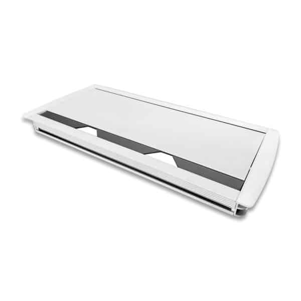 MX Aluminum Alloy Access Flap with Gasket: Your Ultimate Desk Organizer for Effortless Cable Management and Workspace Tidiness (CUTOUT - 466X132 MM) White
