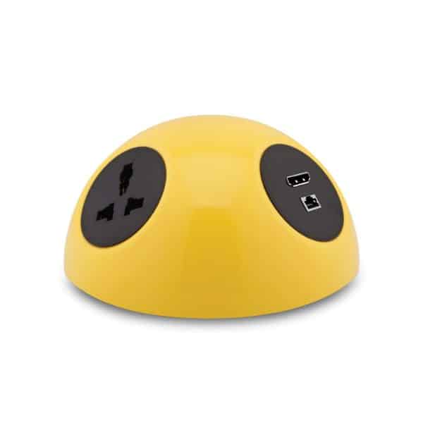 MX Pluto Grommet Power Hub: 2 Universal Sockets, 1 HDMI, and 1 CAT6 port (WITHOUT LOCKING CLASP RING)