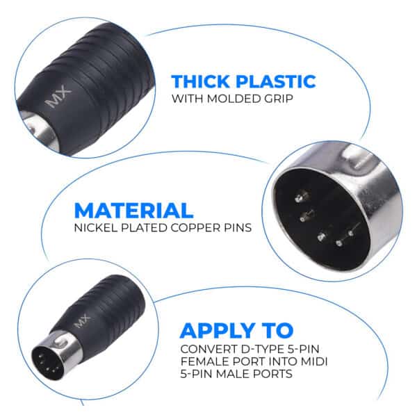 MX 5 PIN DIN male plug to 5 PIN DIN female plug adaptor