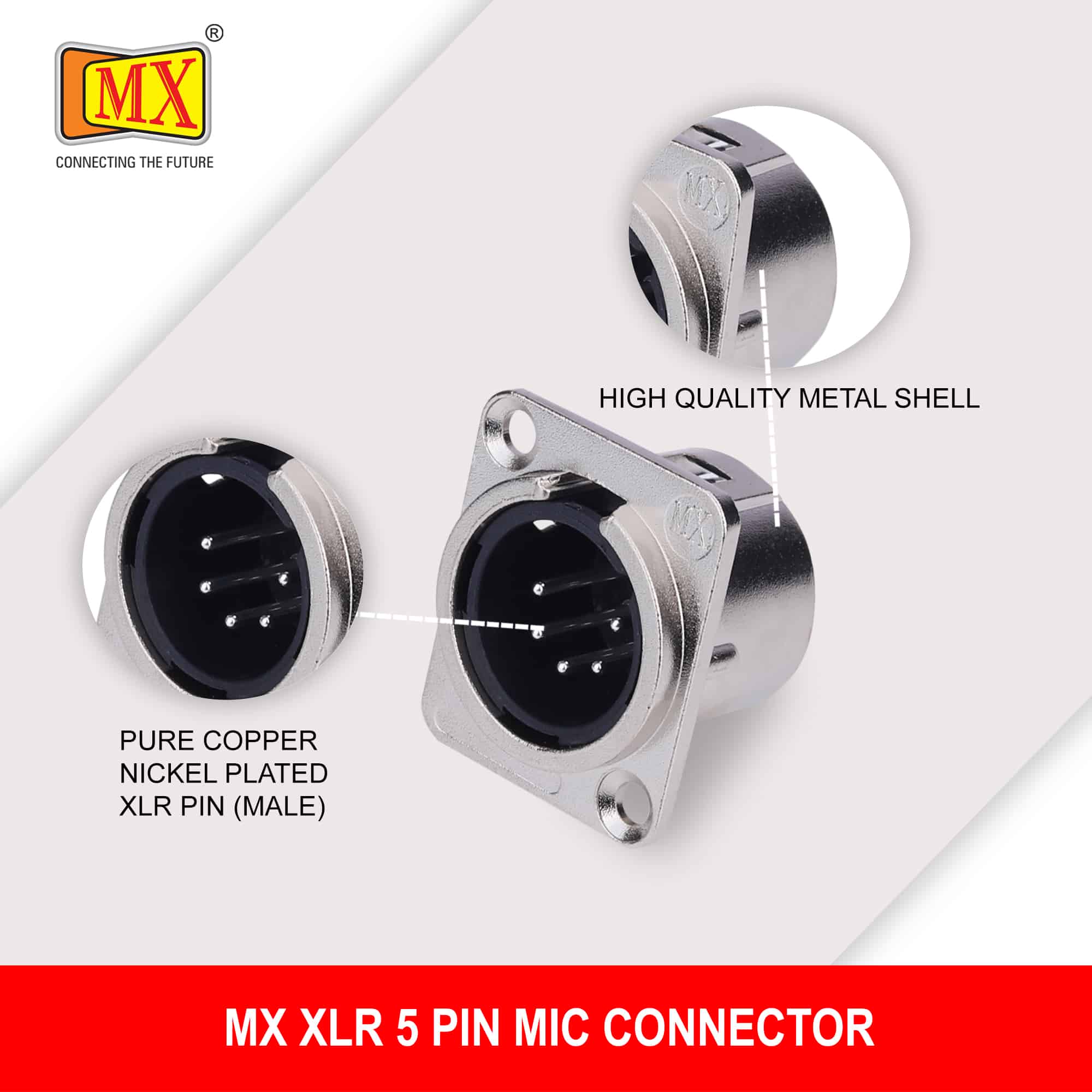 MX XLR 5-Pin Male Microphone Connector - Panel Mounting - Pack of 2 - Image 4