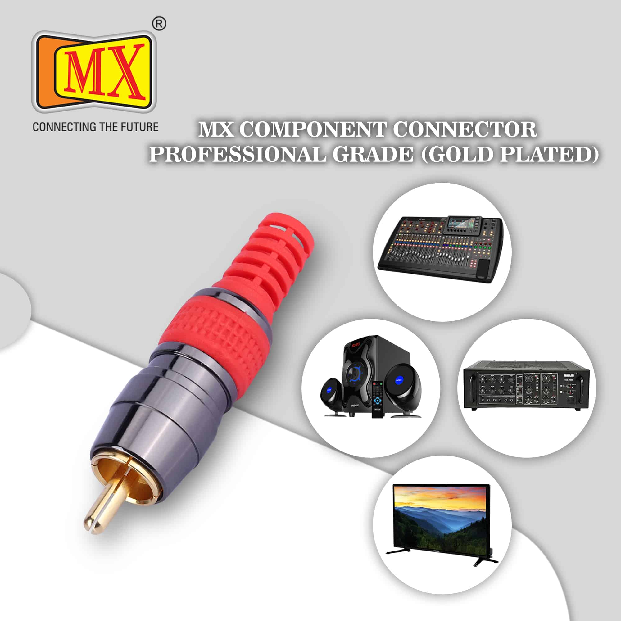 MX Component Male Connector with Gold Plated Tip (Black/Red/Blue/Green) and Locking Systems (Pack of 2) - Image 3