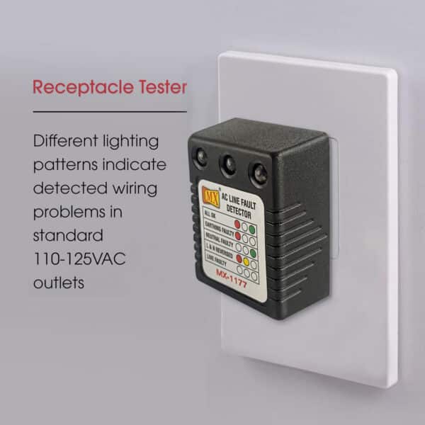 MX AC Electrical Line Fault Detector 5 AMP 3 Pin AC Socket Tester with Automatic Earthing & Neutral Faulty | L&N Reversed | Live Faulty Detector with RYG Led Indicator Wall Plug – Pack of 5