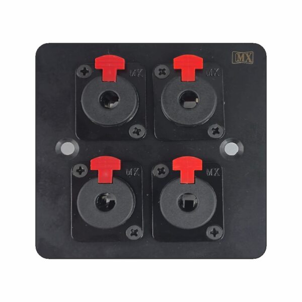 MX Stainless Steel wall plate : 2 Way Mono Socket locking type + 2 Stereo Socket : 86mm X 86mm