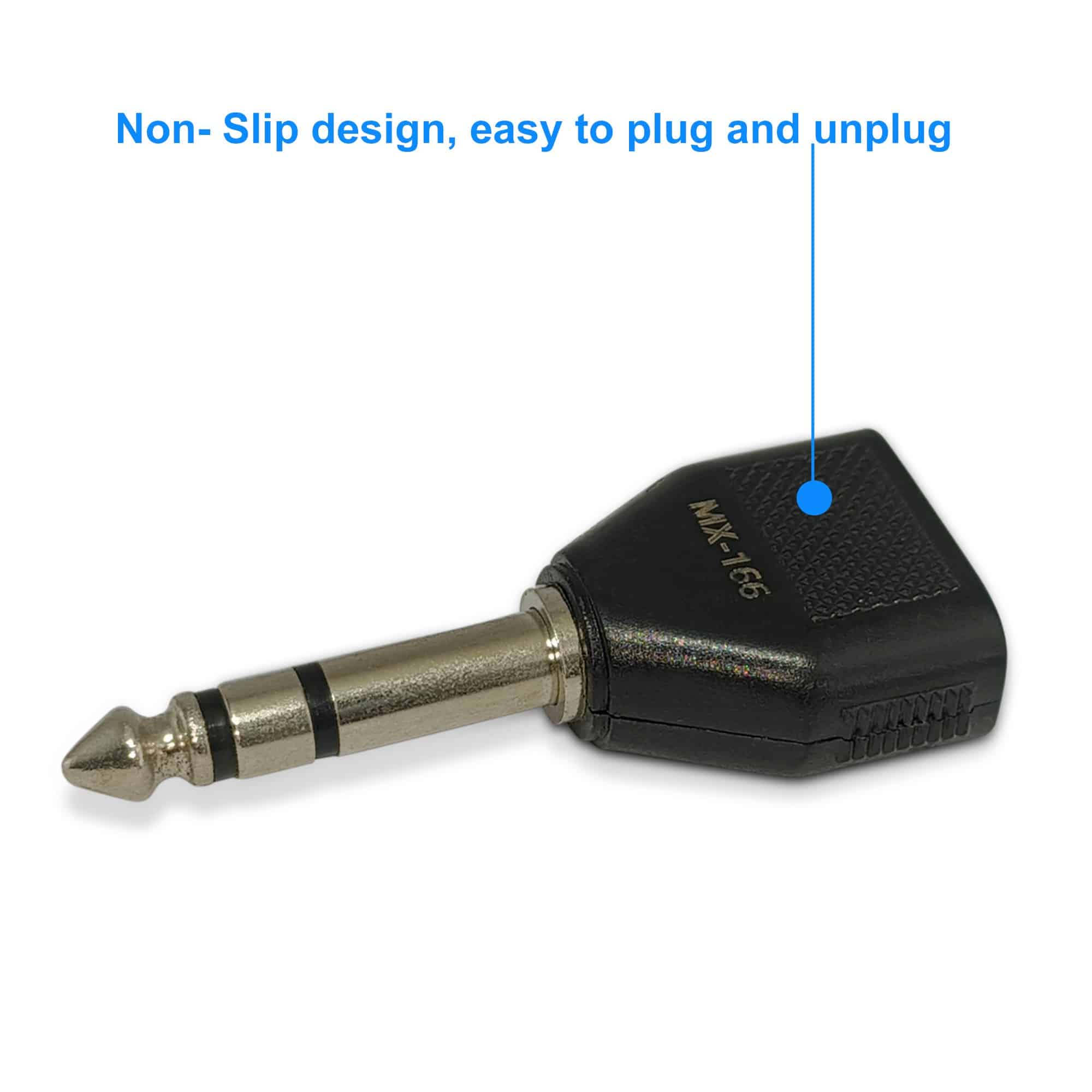 MX 6.35 mm P-38 stereo male to 2 X 3.5 mm EP stereo female connector