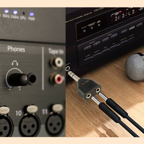 MX 6.35 mm P-38 stereo male to 2 X 3.5 mm EP stereo female connector