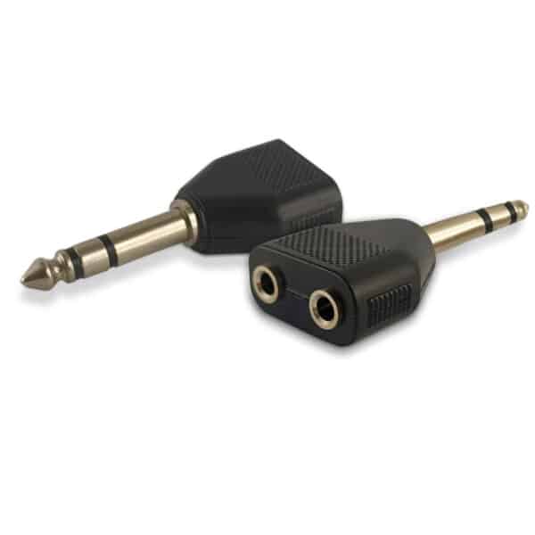 MX 6.35 mm P-38 stereo male to 2 X 3.5 mm EP stereo female connector