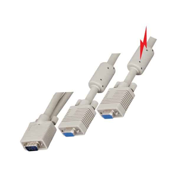 MX VGA CABLE - HDDB 15P MALE TO MX HDDB 15P FEMALE+ HDDB 15P FEMALE WITH FERRITE CORE (3+8) RGB SVGA Y MONITOR CABLE