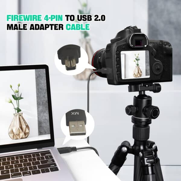 MX FireWire IEEE 1394 4 Pin Male to USB A Male Cord - 5 Meters