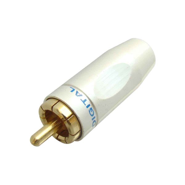 MX RCA Male Connector in Pearl White, Heavy Duty (Gold Plated) with Teflon for 6mm Cable (Pack of 2)