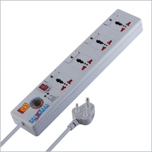 MX 4 Outlet Universal Surge Protector With Individual Fuse For Each Socket, Heavy Duty 3 mtr Power Cord & With Child safety Shutter