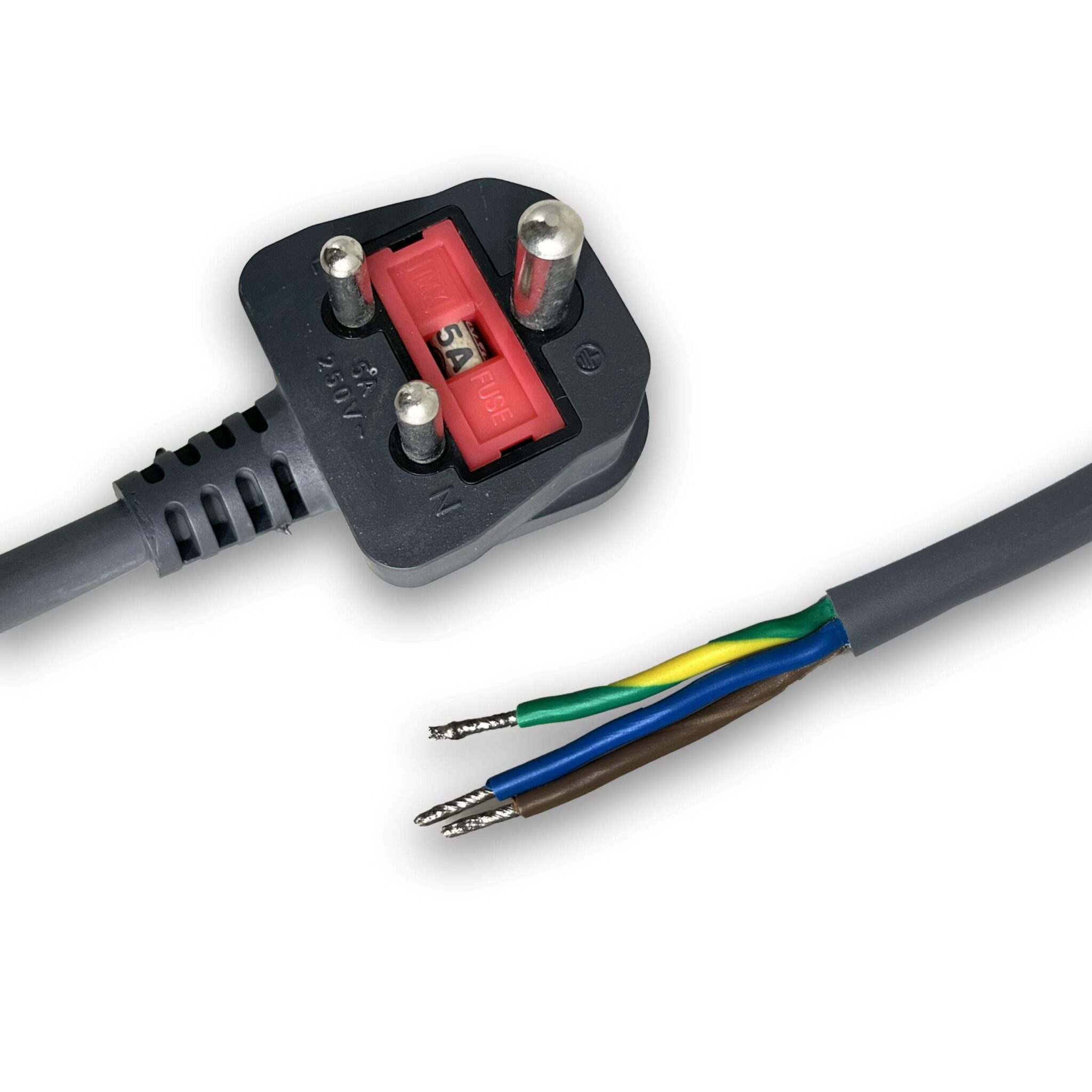 MX 3 Pin Ac Main Cord With Ceramic Fuse (5amp) (3x1.5mm²) Outer Dia - 8.3 mm - 3MTRS
