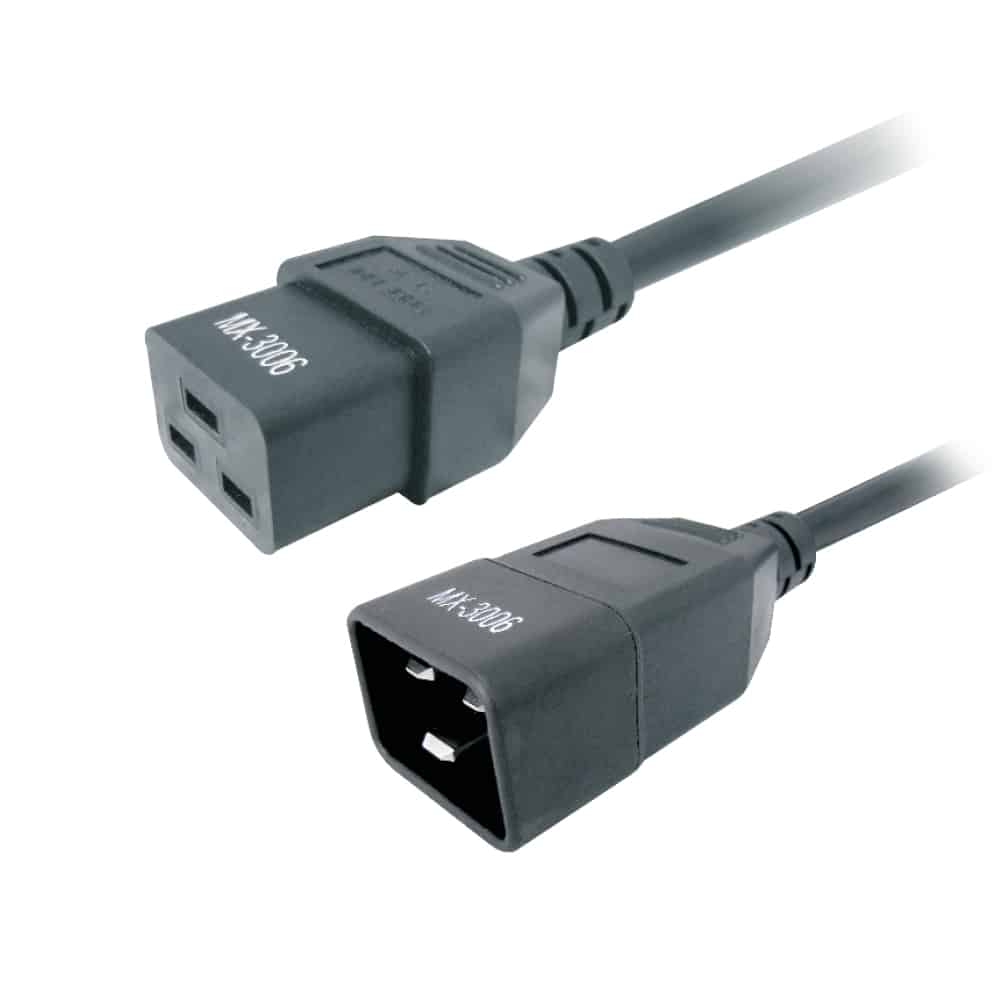 MX AC Male (IEC-320 C20) + MX AC Female (IEC-320 C19) Server Link Cord (16 Amps) 3 x 1.5 mm² O.D. 8.5 mm - 2 Mtr