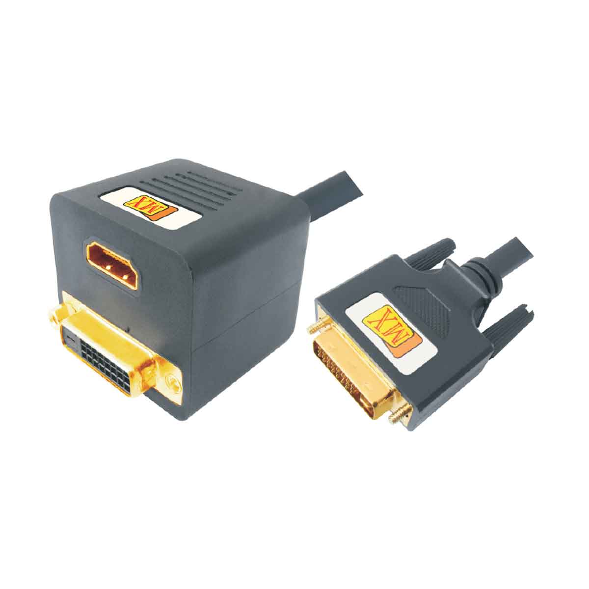 MX DVI 24+1 Pin Male to HDMI Female or DVI Female 24+1 Adapter Cable, Short Length, Gold-Plated Connectors