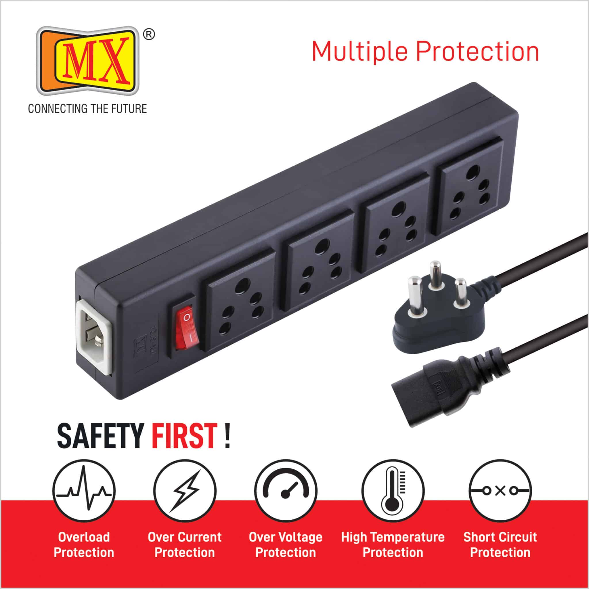 MX 4 Outlet Indian Standard Power Strip With Master Switch, Heavy Duty 1.5 mtr Power Cord for home appliances like electric cooktop & Stove - Image 5