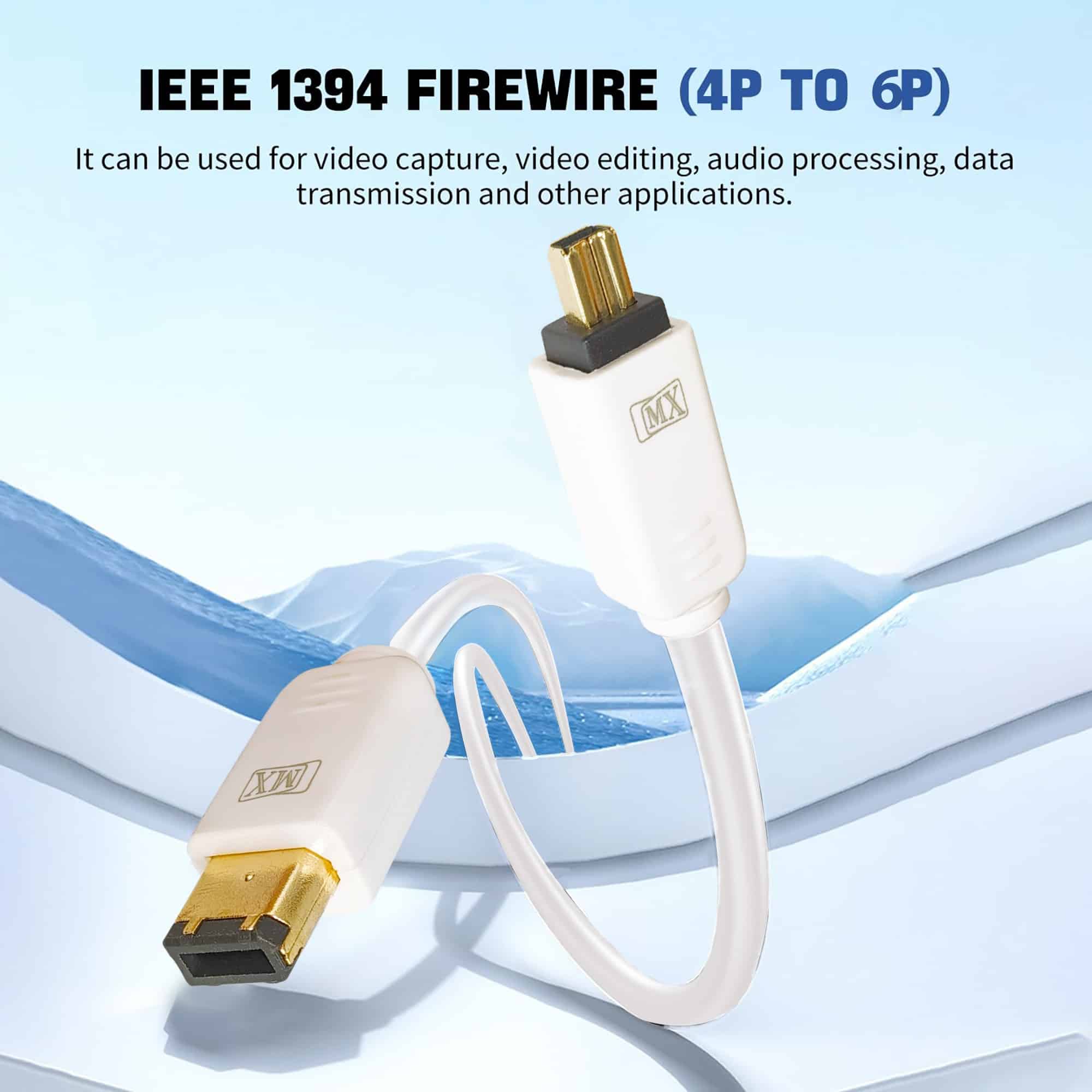 MX FireWire IEEE 1394 4 Pin Male to IEEE 1394 6 Pin Male Cord - 10 Meters