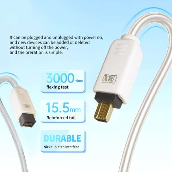 MX FireWire IEEE 1394b 9 Pin Male to IEEE 1394b 6 Pin Male Cord - 1.5 Meters