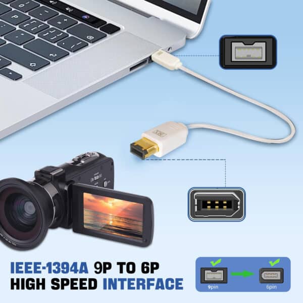 MX FireWire IEEE 1394b 9 Pin Male to IEEE 1394b 6 Pin Male Cord - 1.5 Meters