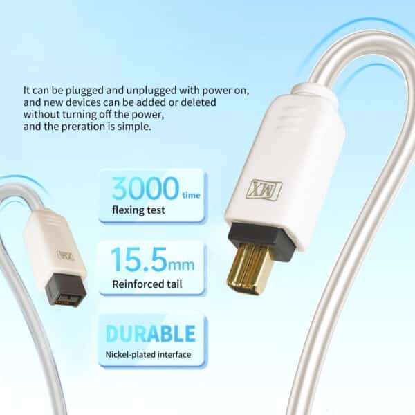 MX FireWire IEEE 1394 9 Pin Male to IEEE 1394 4 Pin Male Cord - 1.5 Meters