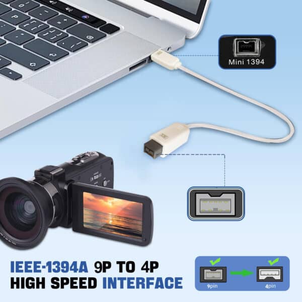 MX FireWire IEEE 1394 9 Pin Male to IEEE 1394 4 Pin Male Cord - 1.5 Meters