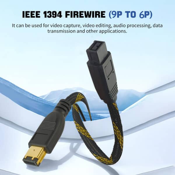 MX FireWire IEEE 1394b 9 Pin to 6 Pin Cord, Gold Plated with Nylon Mesh (Bilingual) - 10 Meters