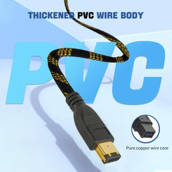 MX FireWire IEEE 1394b 9 Pin to 6 Pin Cord, Gold Plated with Nylon Mesh (Bilingual) - 10 Meters
