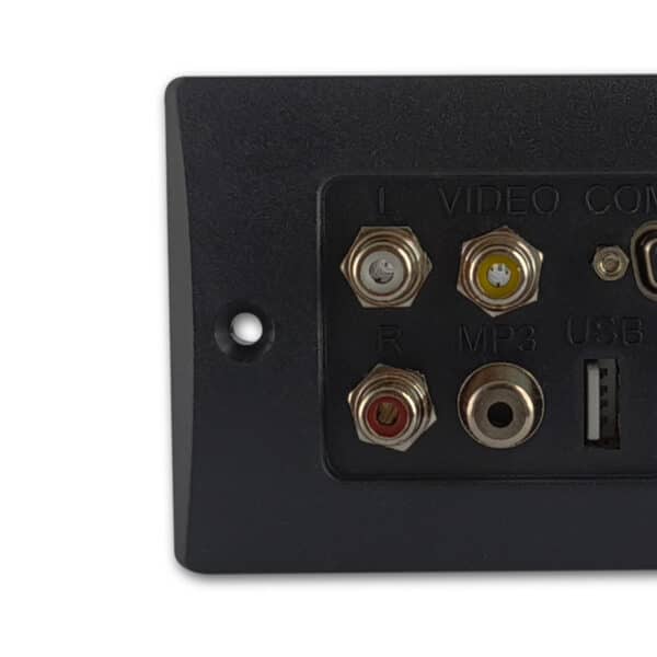 MX 3 RCA FEMALE + HDDB 15 PIN VGA + USB A FEMALE + EP ST. FEMALE + HDMI FEMALE CONNECTOR FACE PLATE ( 114 X 70 mm )