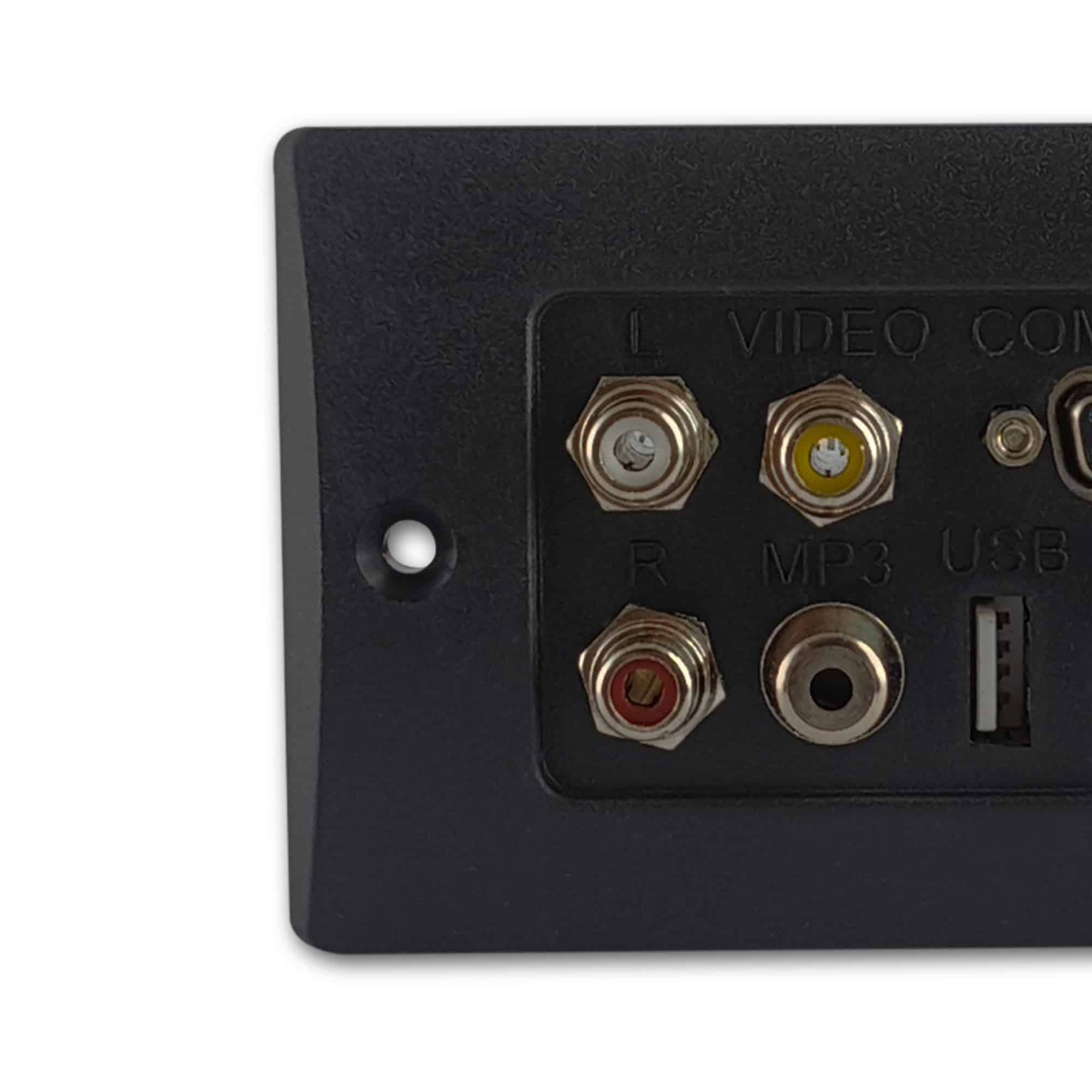 MX 3 RCA FEMALE + HDDB 15 PIN VGA + USB A FEMALE + EP ST. FEMALE + HDMI FEMALE CONNECTOR FACE PLATE ( 114 X 70 mm )
