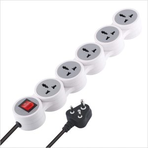 MX 5 Outlet Universal Sockets Snake Power Strip with 15 Amp Master Switch 3 mtr cord