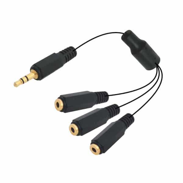 MX Headphone Splitter - EP Stereo 3.5mm To 3 X EP Stereo Socket Cord - Pin Gold Plated - Length 0.2 Mtr.