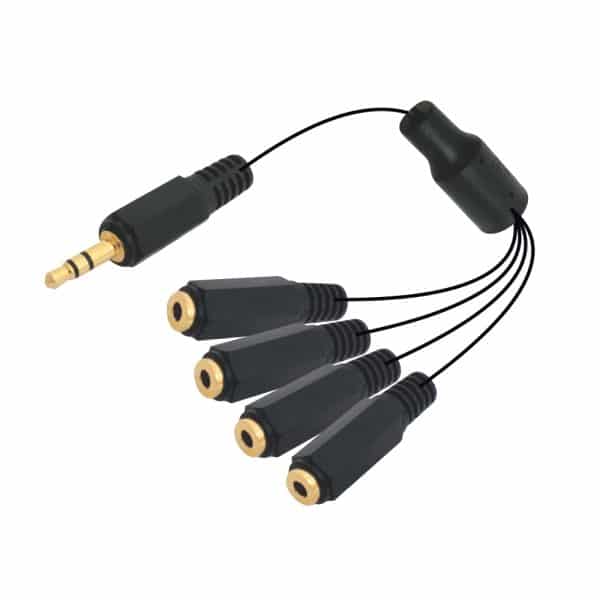 MX Headphone Splitter - EP Stereo 3.5mm To 4 EP Stereo Socket Cord - Pin Gold Plated - Length 0.2 Mtr.