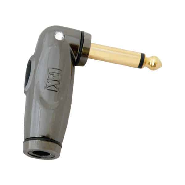 MX 6.35 MM P-38 MONO PLUG RIGHT ANGLE WITH CIRCUIT BREAKER ON-OFF SWITCH GOLD PLATED WITH CRYSTAL HEAVY DUTY FOR 6MM CABLE