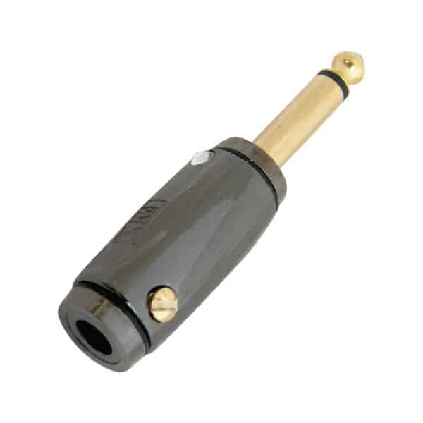 MX 6.35 MM P-38 MONO MALE PLUG WITH CRYSTAL SCREW LOCKING GOLD PLATED HEAVY DUTY FOR 6 MM CABLE
